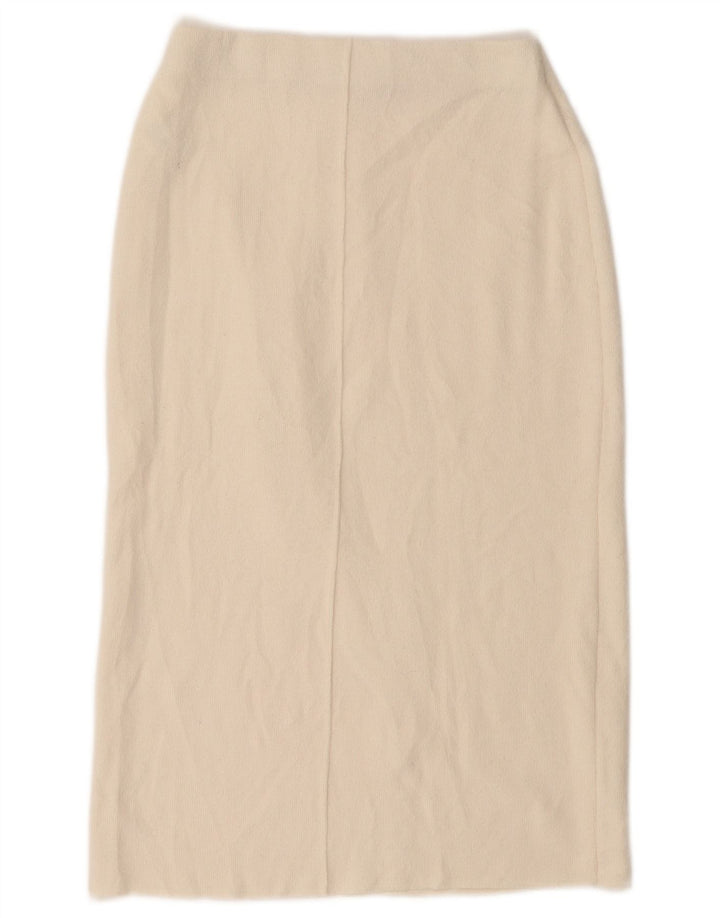 ZARA Damen Midi-Rock, gerade, Größe S, W26, gebrochenes Weiß, Polyester