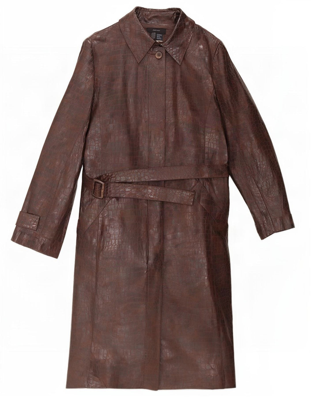 Zara Damen Kunstledermantel UK 12 Mittelbraunes Polyester mit Animal-Print