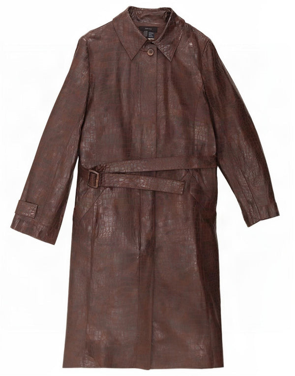 Zara Damen Kunstledermantel UK 12 Mittelbraunes Polyester mit Animal-Print