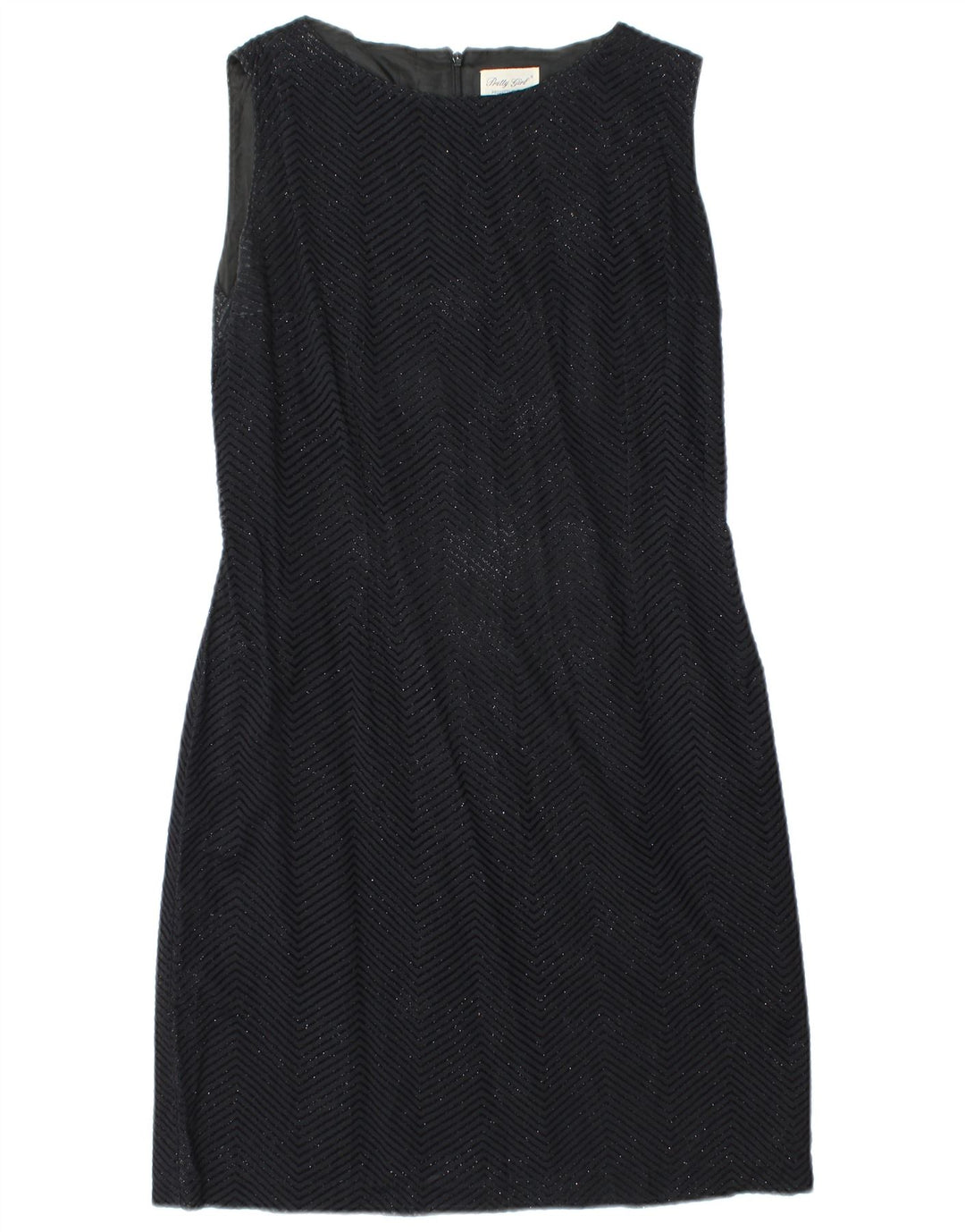 Vintage Damen Ärmelloses Etuikleid IT 46 Großes schwarzes Chevron