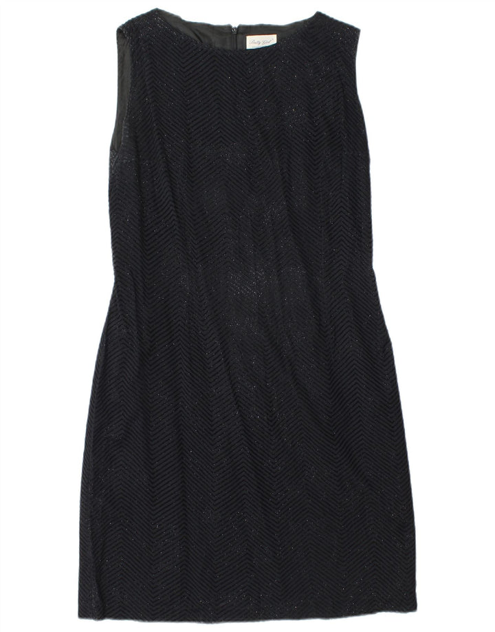 Vintage Damen Ärmelloses Etuikleid IT 46 Großes schwarzes Chevron