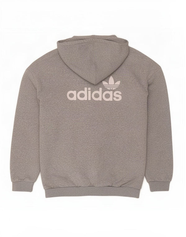 Adidas Womens Graphic Oversized Hoodie Pullover UK 10 Small Grau meliert