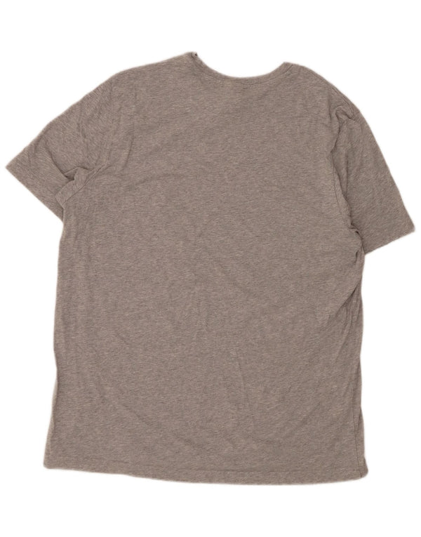 Reebok Herren Grafik-T-Shirt-Oberteil XL aus grau gefleckter Baumwolle