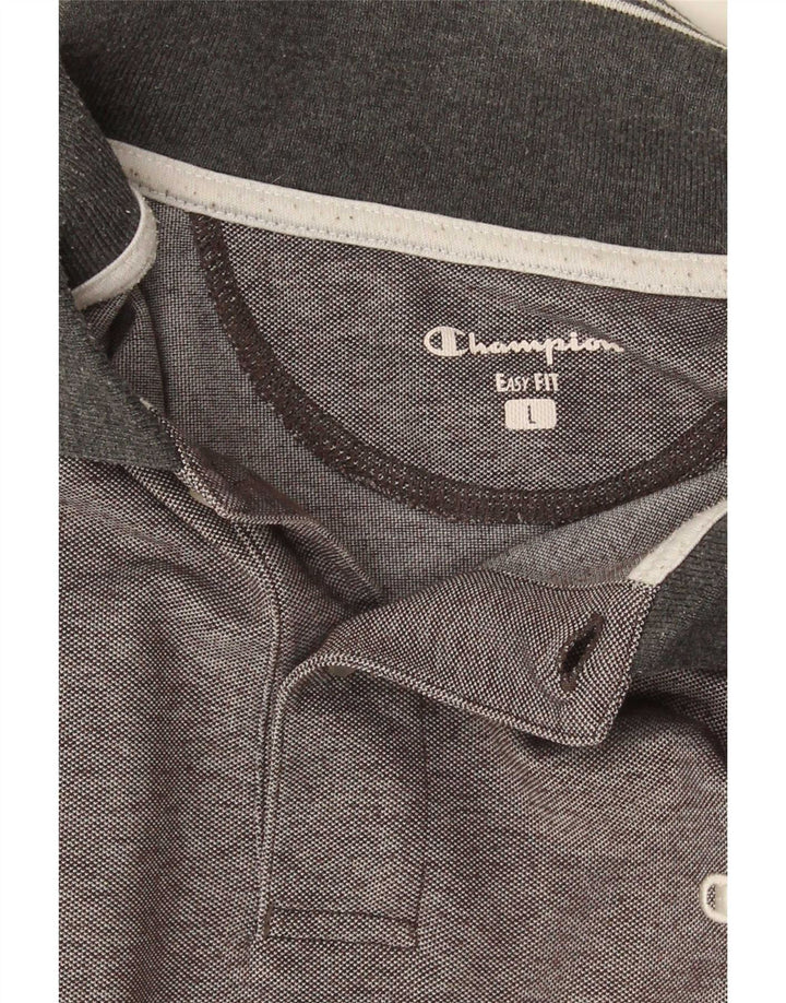 Champion Herren Easy Fit Poloshirt, groß, grau gestreift