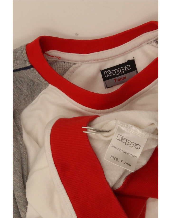 Kappa Jungen-Sweatshirt mit Grafik, 6–7 Jahre, weiße Blockfarben-Baumwolle