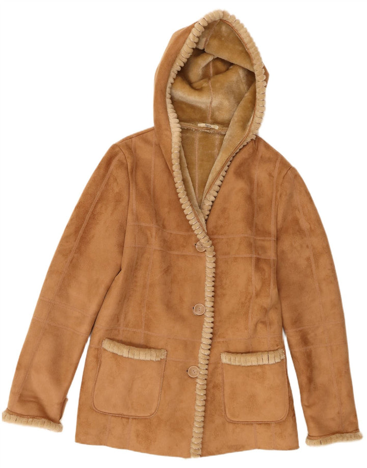 Klass Sherpa-Jacke mit Kapuze für Damen, UK 12, mittelbeigefarbenes Polyester
