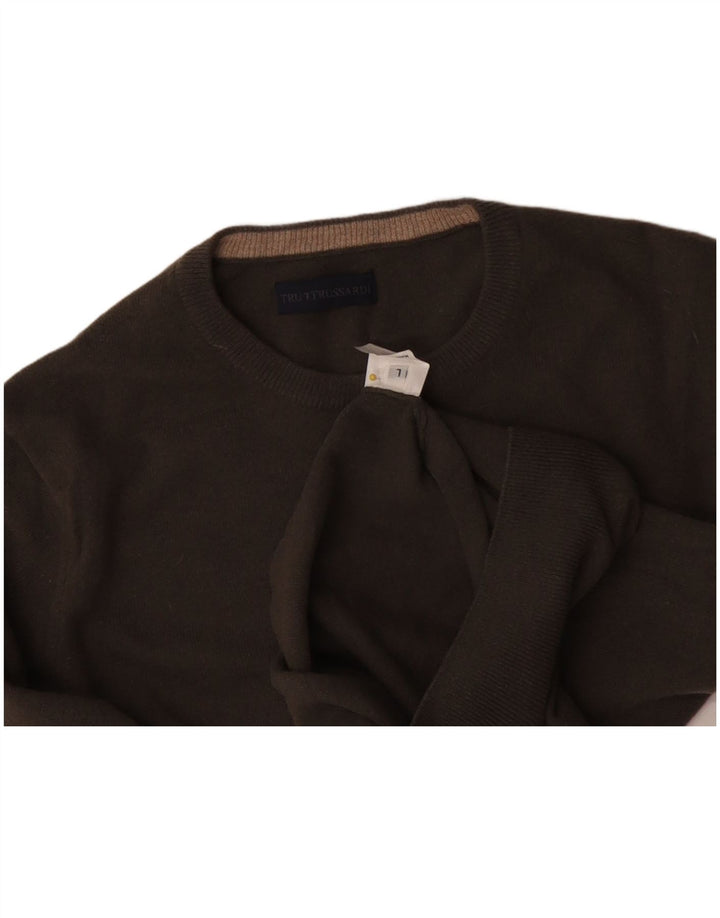 TRUSSARDI Herren-Pullover mit Rundhalsausschnitt, große graue Wolle