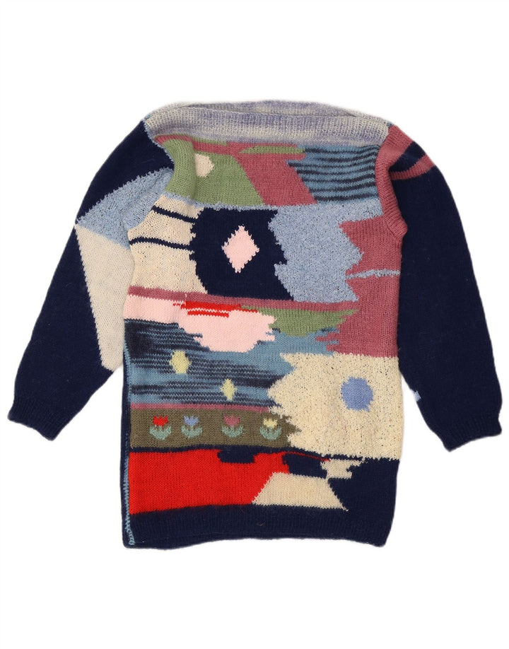 Vintage Damen Pullover mit U-Boot-Ausschnitt, Gr. 12, mittelmehrfarbig