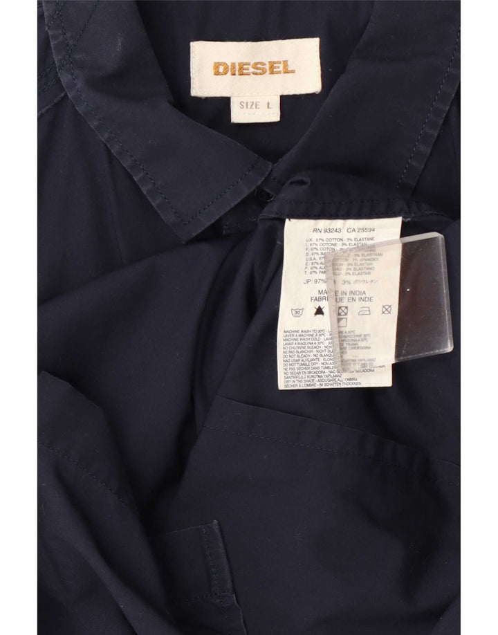Diesel Herren-Kurzarmhemd, groß, marineblau, Baumwolle