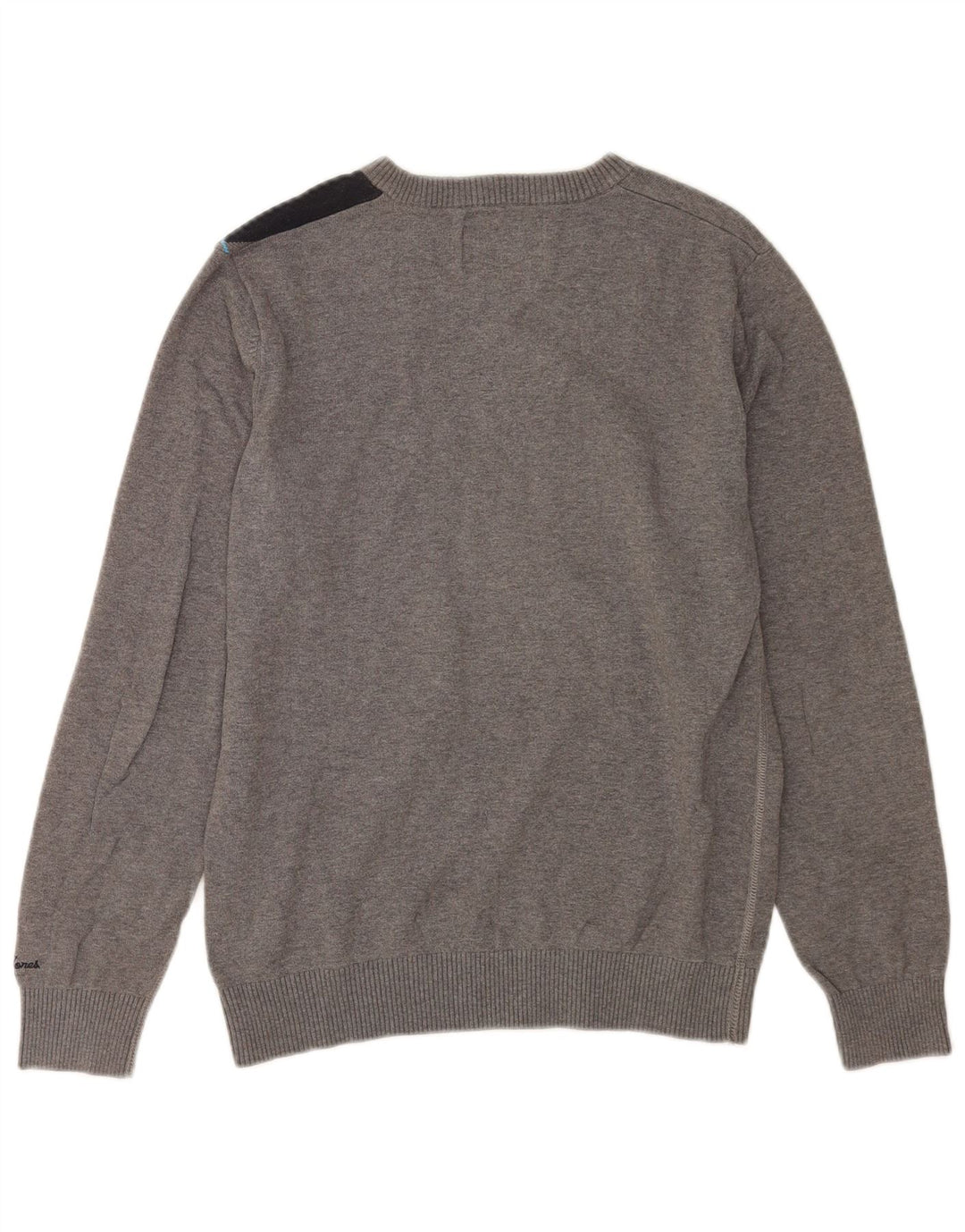 Jack & Jones Herren-Pullover mit V-Ausschnitt aus mittelgrauer Colourblock-Baumwolle