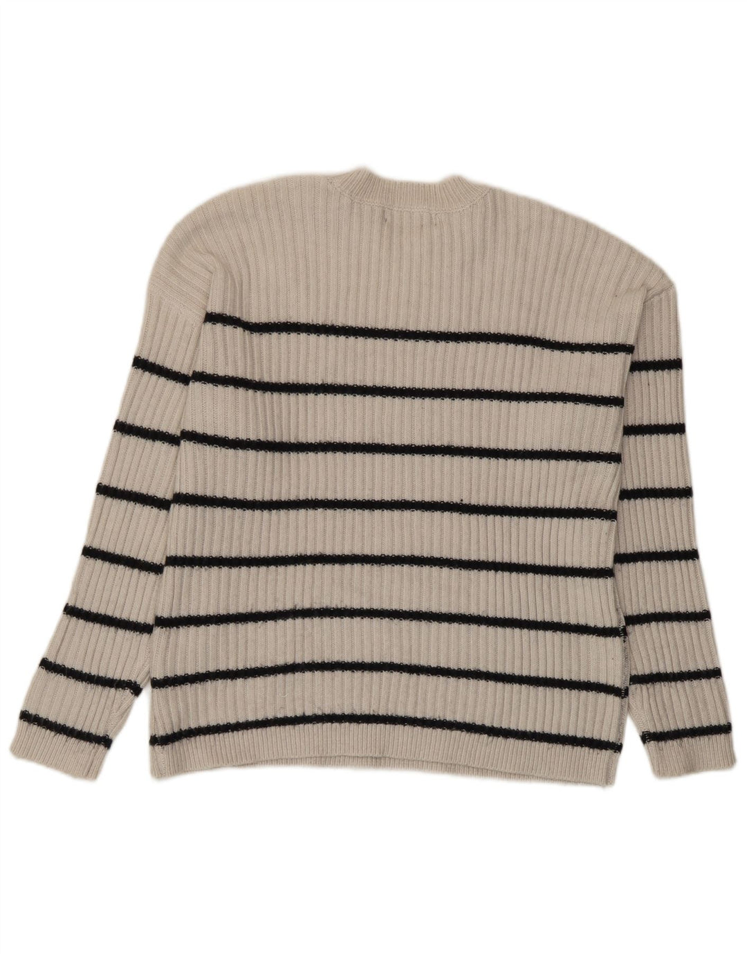 Marks & Spencer Damen-Pullover mit Rundhalsausschnitt, Gr. 14, mittelbeige gestreift