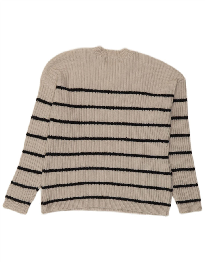 Marks & Spencer Damen-Pullover mit Rundhalsausschnitt, Gr. 14, mittelbeige gestreift