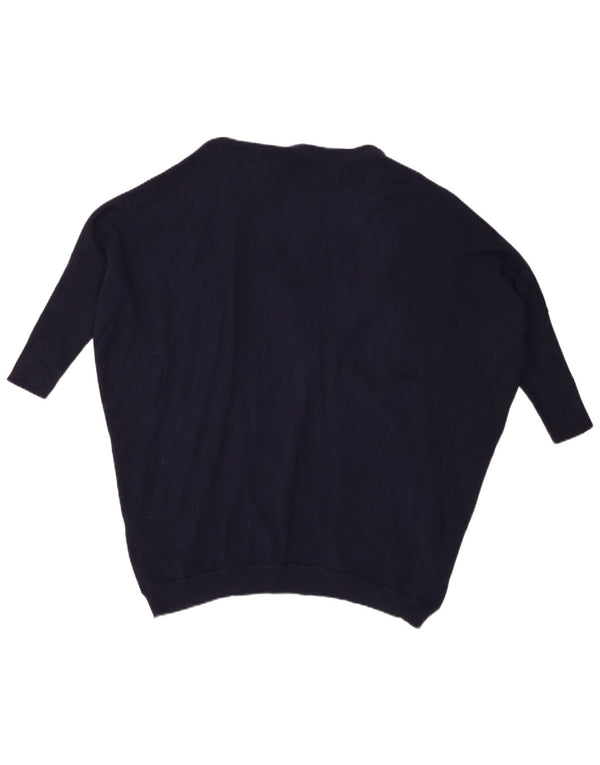 Zara Damen-Strickjacke mit 3/4-Ärmeln, übergroß, Gr. 14, mittleres Marineblau