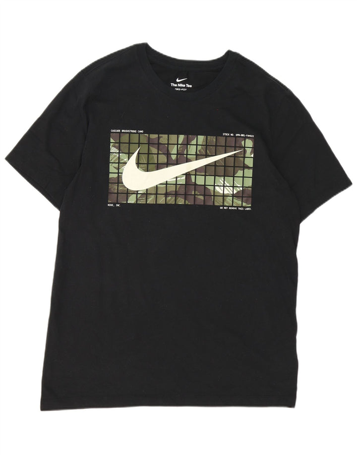Nike Herren Dri Fit Graphic T-Shirt Top Large Schwarz Baumwolle