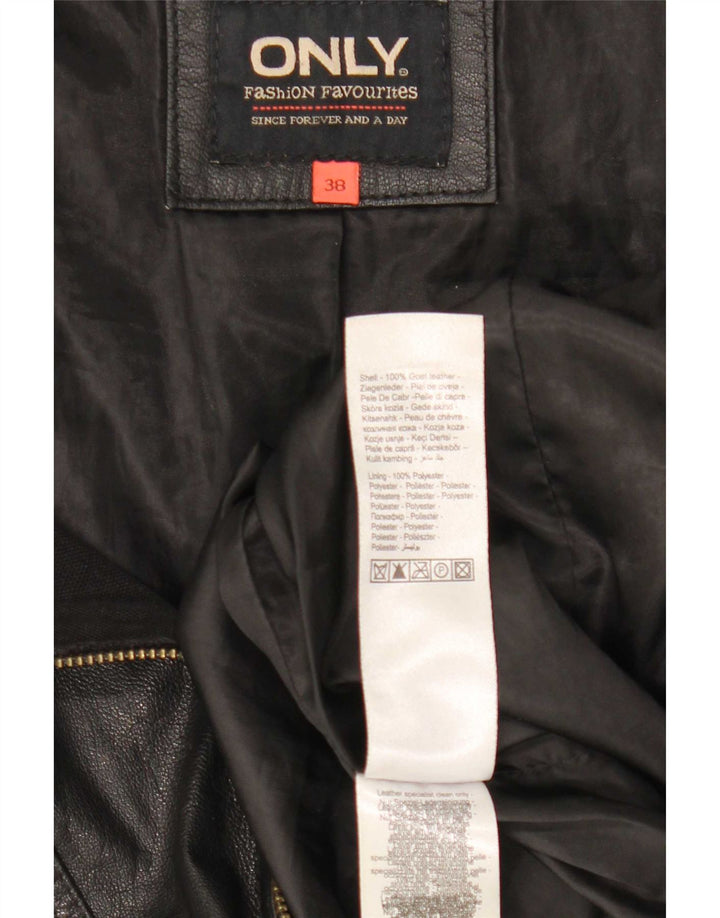 Only Damen Leder Racer Jacke IT 38 XS Schwarzes Leder