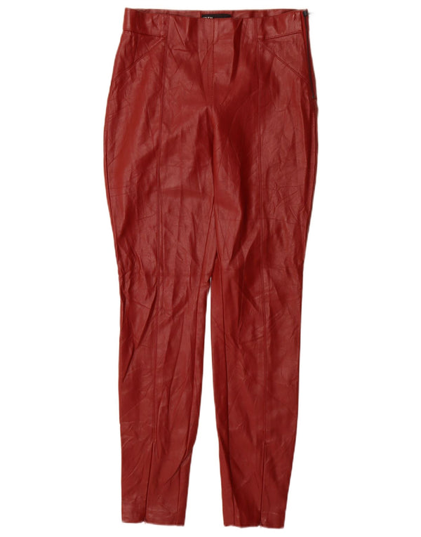 Zara Skinny-Hose aus Kunstleder für Damen, Größe S, W26, L28, Rot, Polyurethan