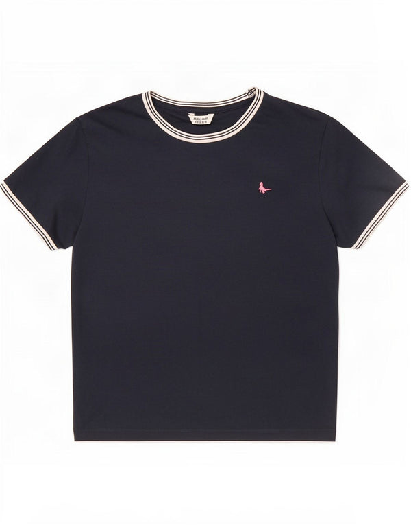Jack Wills Womens T-Shirt Top UK 14 Large Navy Blue Colourblock Cotton