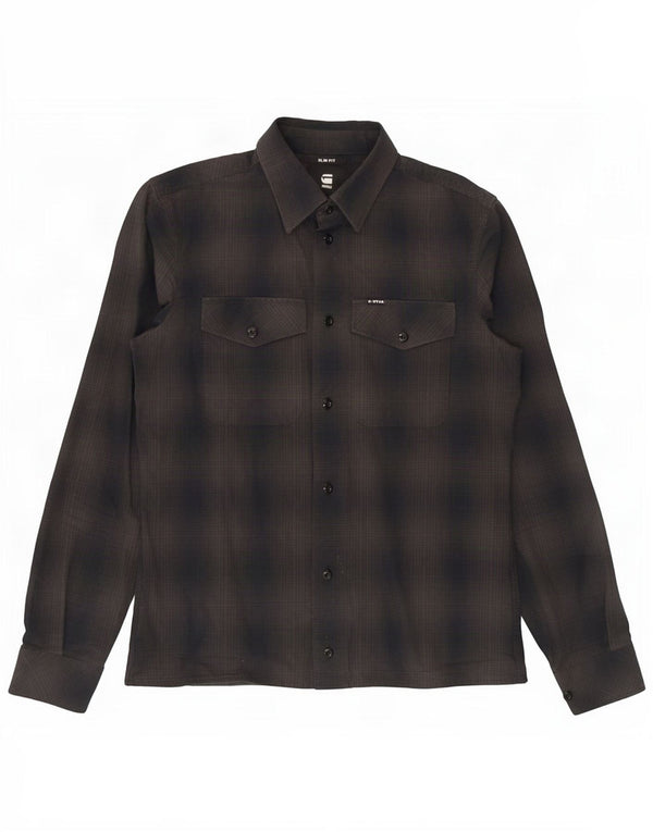 G-Star Mens Slim Fit Shirt Small Grey Check Cotton