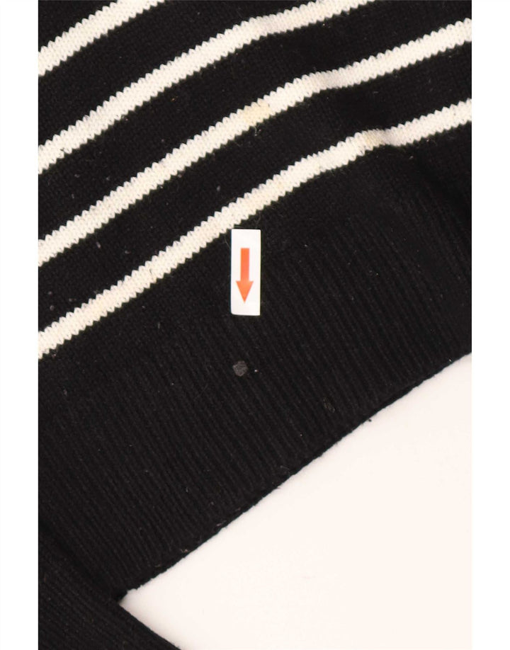 Zara Damen-Pullover mit U-Boot-Ausschnitt, Gr. 14, Mittelschwarz, gestreift, Polyester