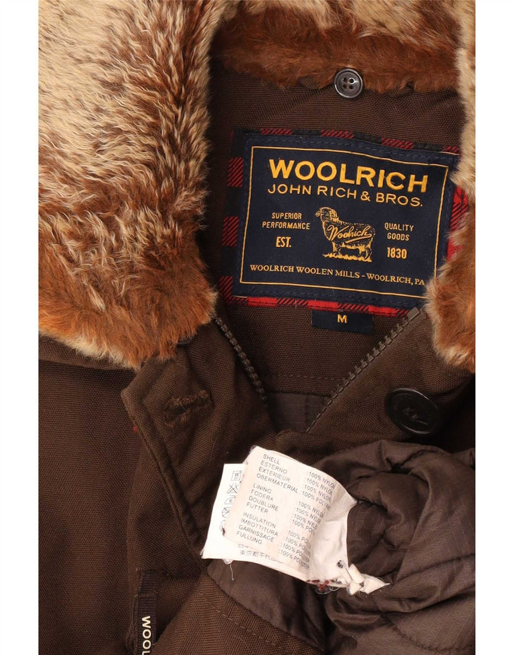 Woolrich Damen Wattierte Jacke UK 14 Mittelbraunes Nylon