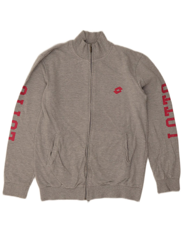 Lotto Damen-Trainingsanzugoberteil mit Grafik, Größe UK 14, mittelgrau gefleckte Baumwolle