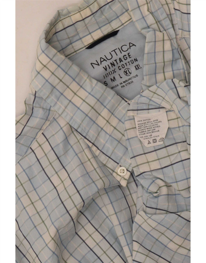 Nautica Herrenhemd XL, blau kariert, Baumwolle
