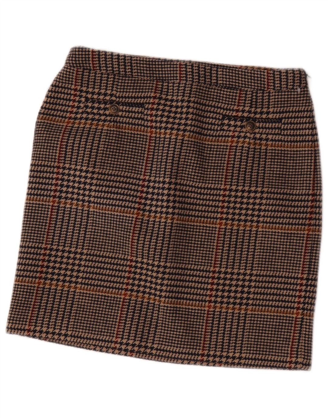 Vintage Damen Minirock UK 12 Medium W30 Braun kariertes Polyester