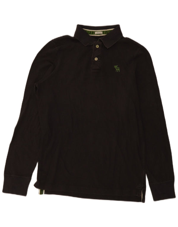 Abercrombie & Fitch Herren-Langarm-Poloshirt 2XL aus grauer Baumwolle