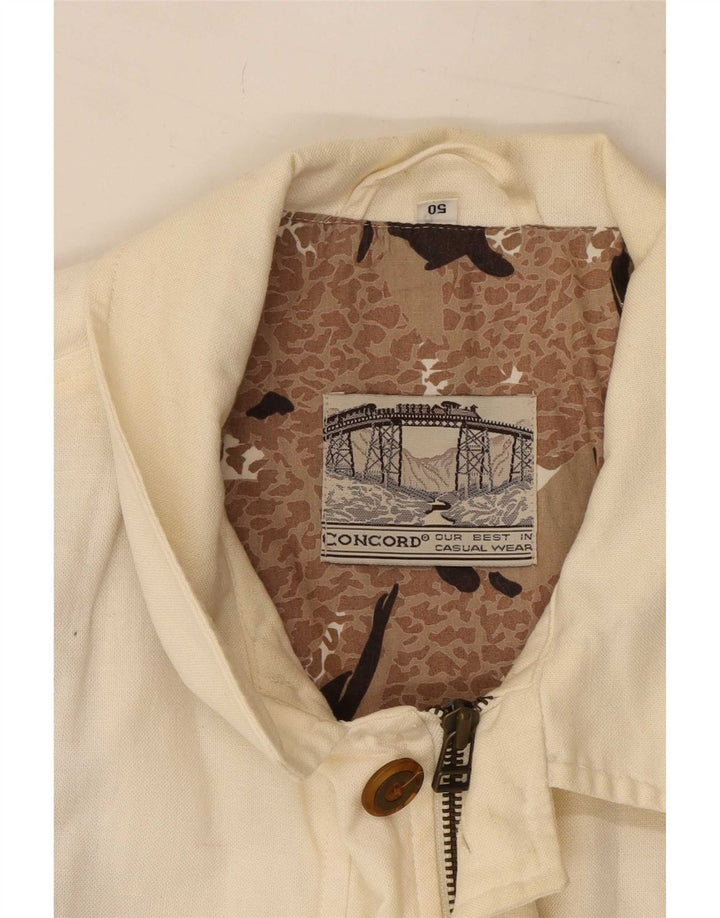 Vintage Herren-Utility-Jacke IT 50 Große cremefarbene Baumwolle
