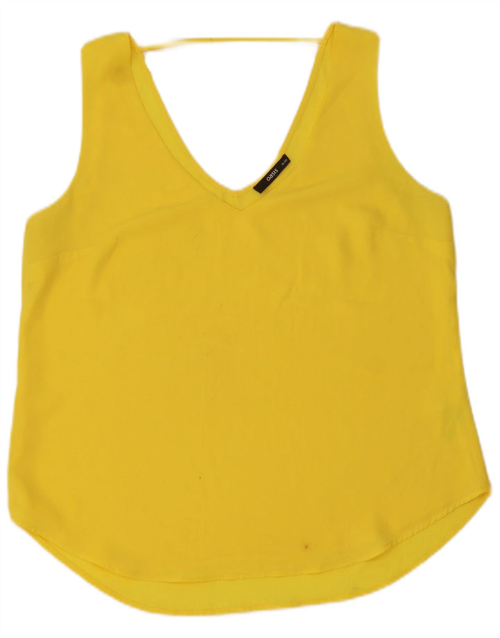 Oasis Ärmelloses Damen-Blusenoberteil, UK-Größe 44, Größe L, Gelb, Polyester