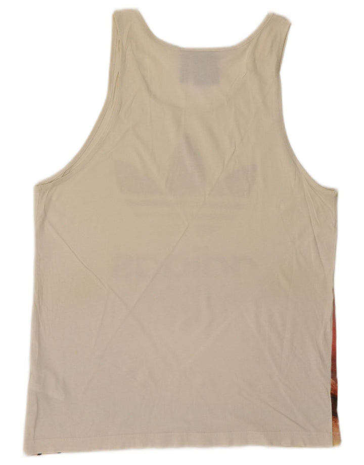 ADIDAS Damen Graphic Vest Top UK 14 Medium Off White Baumwolle