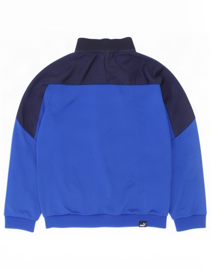 Puma Jungen Grafik-Trainingsanzug-Top-Jacke, 2–3 Jahre, blaues Farbblock-Polyester