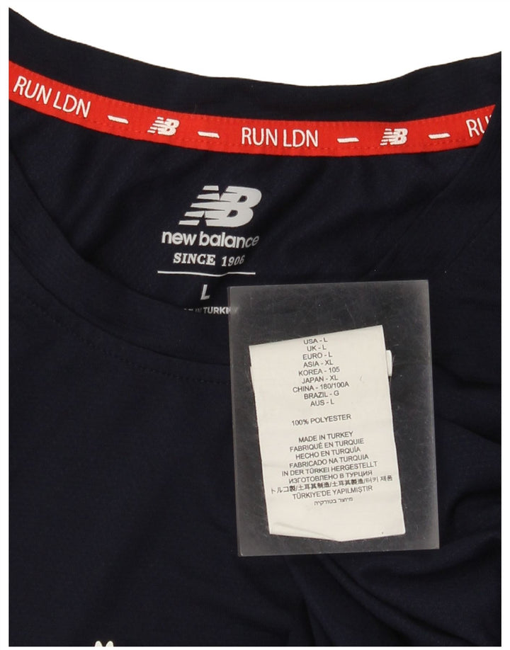 New Balance Herren-T-Shirt mit Grafik, groß, Marineblau, Polyester