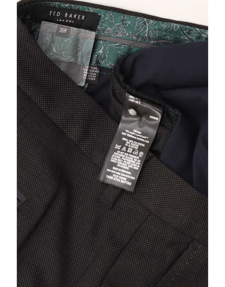 Gerade Anzughose für Herren von Ted Baker, W36, L32, grau geflecktes Polyester
