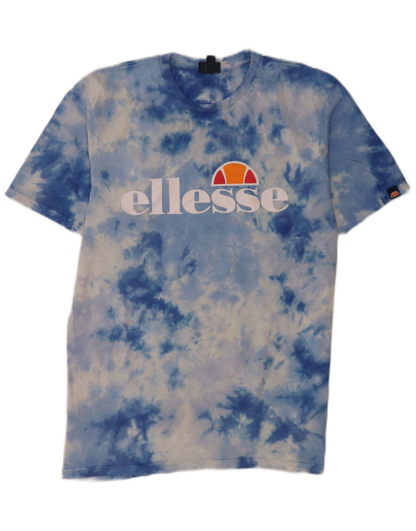 Ellesse Herren Grafik-T-Shirt-Oberteil XL Blaue Batik-Baumwolle