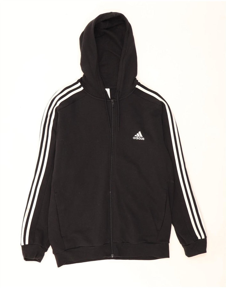 ADIDAS Herren-Kapuzenpullover mit Reißverschluss, mittelschwarz, Baumwolle