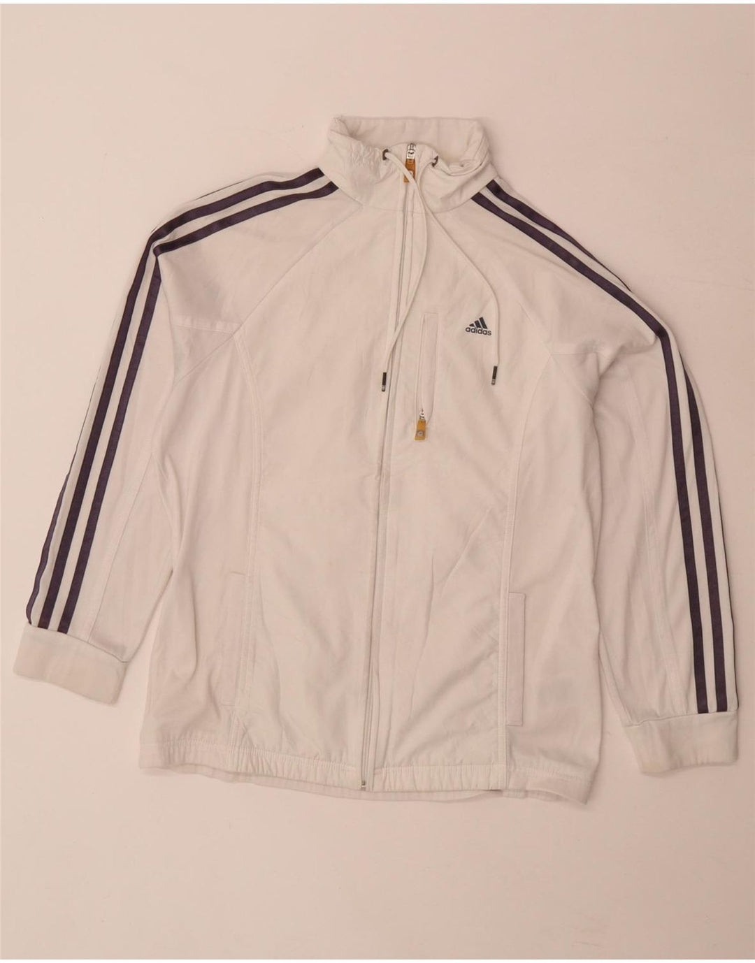 Adidas Damen Climalite Trainingsanzug Top Jacke UK 14 Large Weiß Polyester