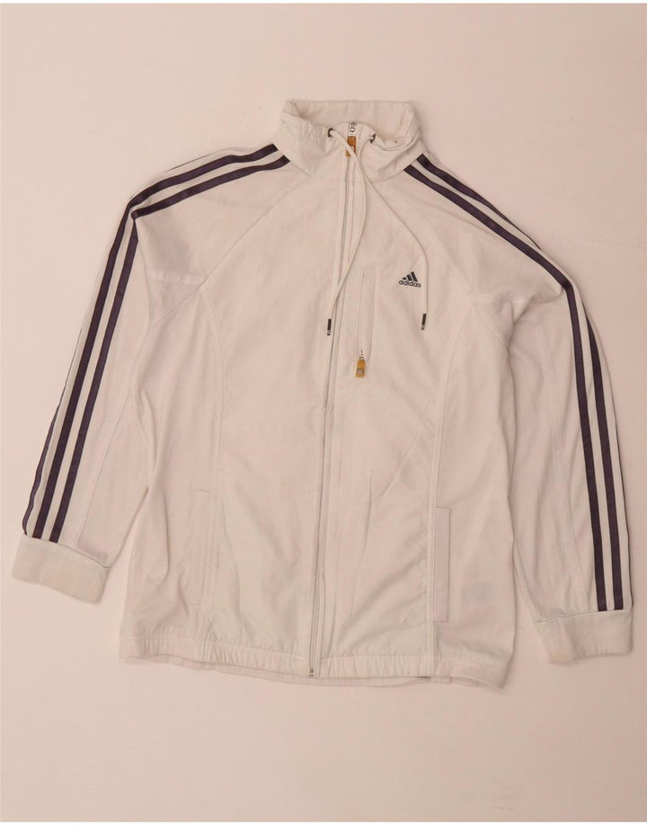 Adidas Damen Climalite Trainingsanzug Top Jacke UK 14 Large Weiß Polyester