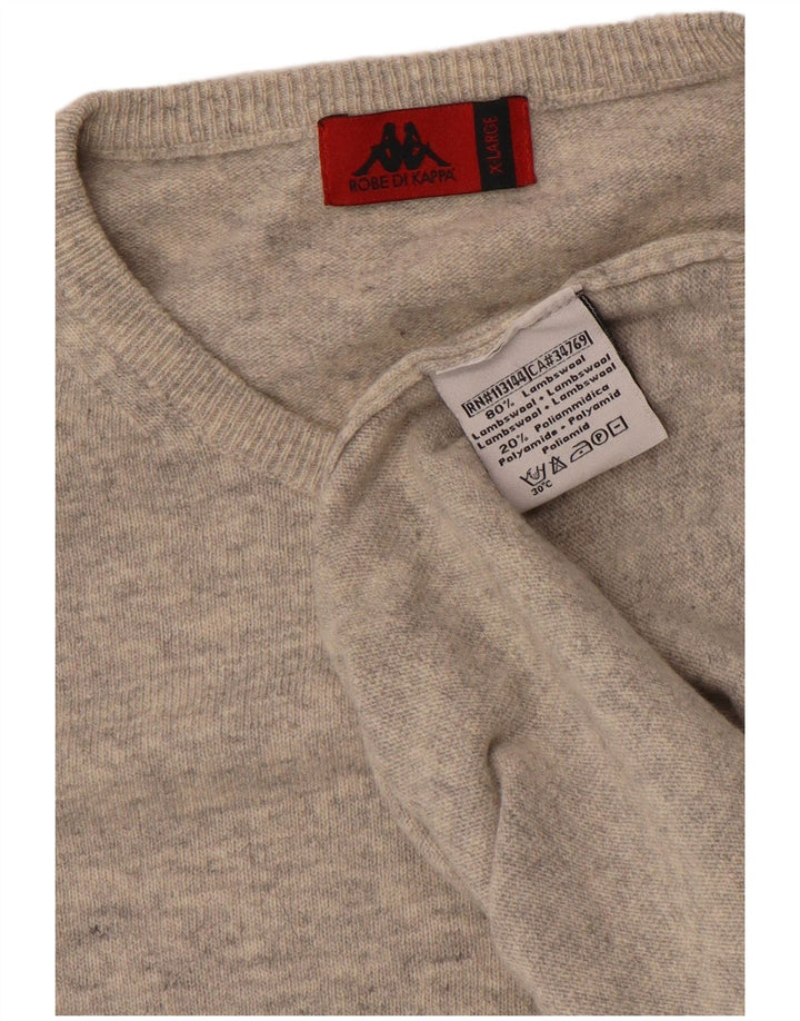 Kappa Herren-Pullover mit Rundhalsausschnitt, XL, graue Wolle