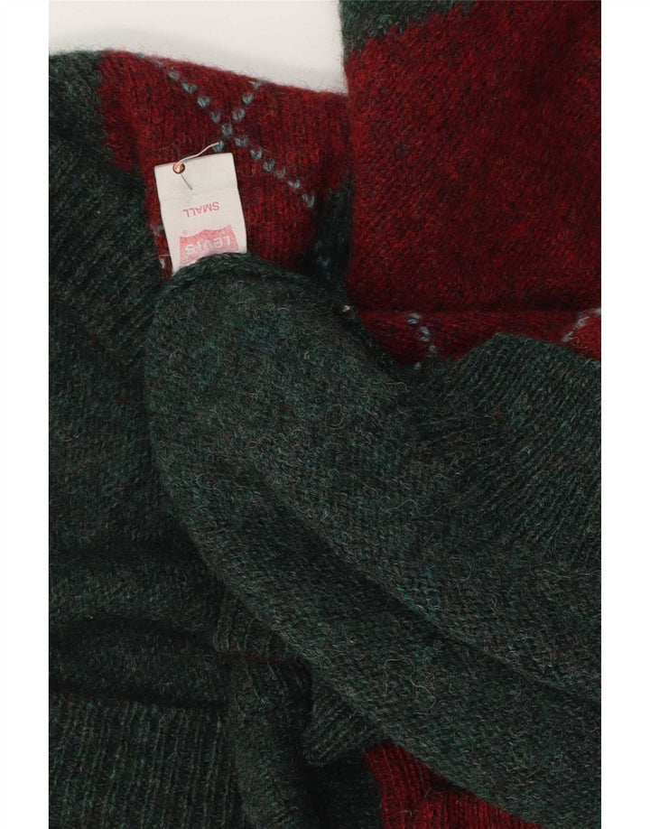 Levi's Herren-Strickjacke, klein, grüne Argyle-/Diamant-Schurwolle