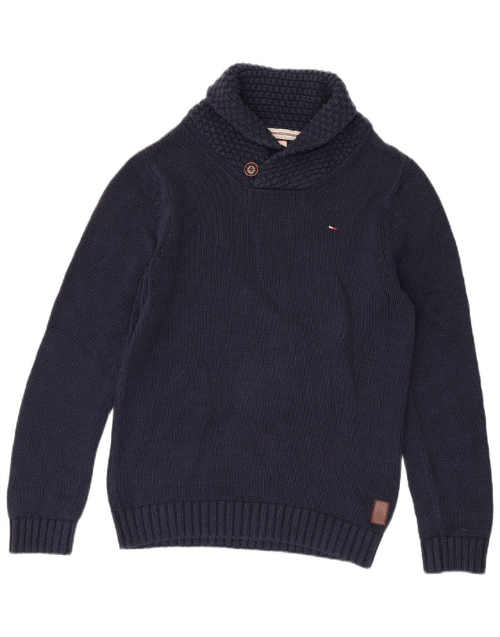 Tommy Hilfiger Herren-Pullover mit Schalkragen, mittleres Marineblau