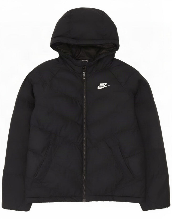 Nike Wattierte Jacke mit Kapuze für Jungen, 12–13 Jahre, Größe L, Schwarz, Polyester