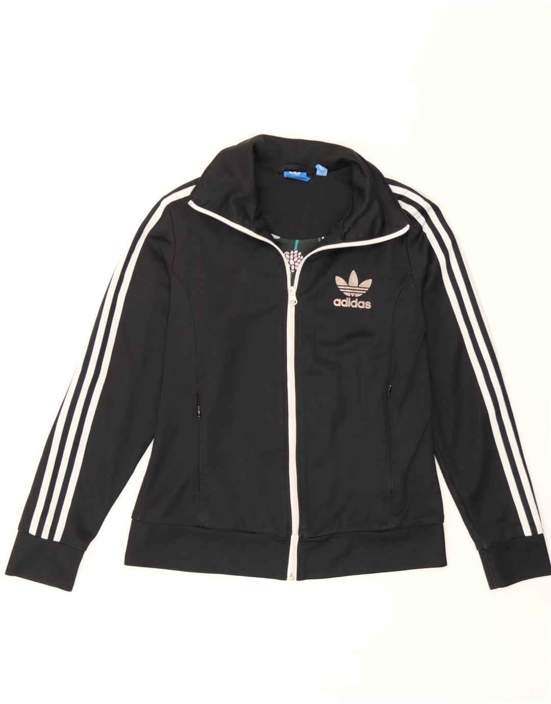 Adidas Damen-Trainingsanzug-Top-Jacke, UK 14, groß, schwarzes Colourblock-Polyester