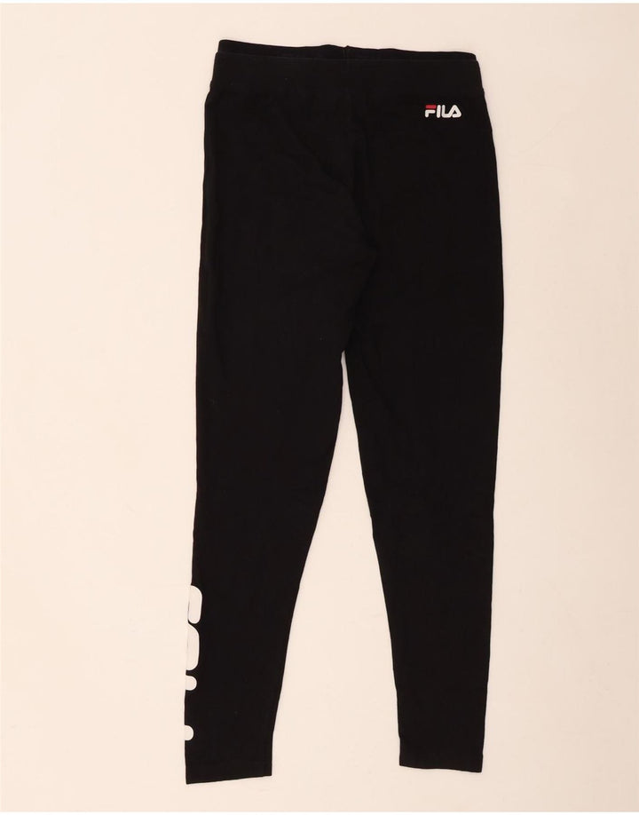 Fila Womens Graphic Leggings UK 12 Mittelschwarze Baumwolle