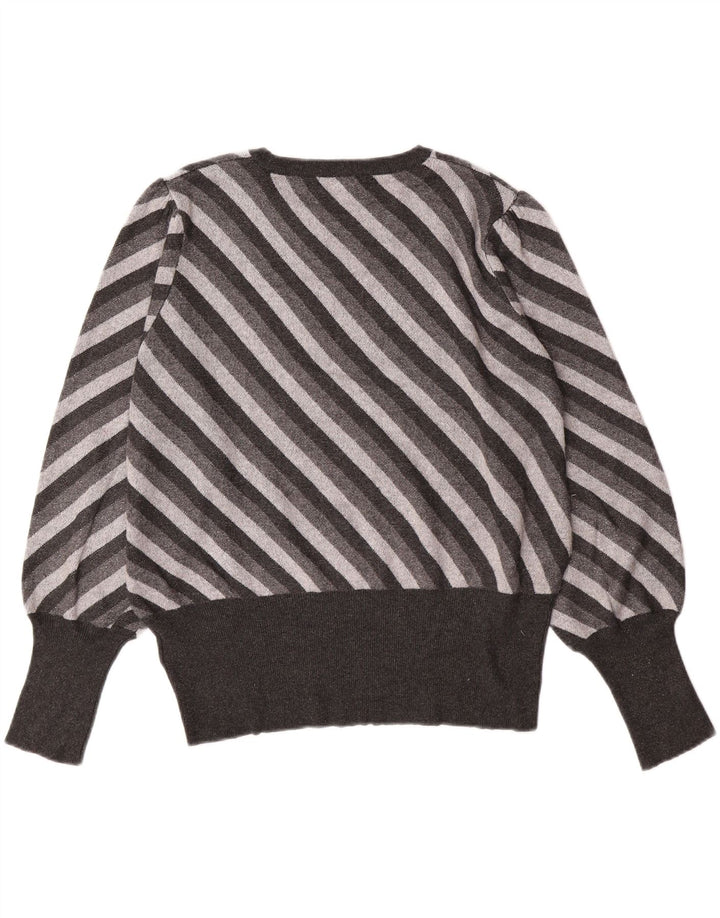 MARKS & SPENCER Damen Pullover mit Rundhalsausschnitt UK 18 XL Grau gestreift