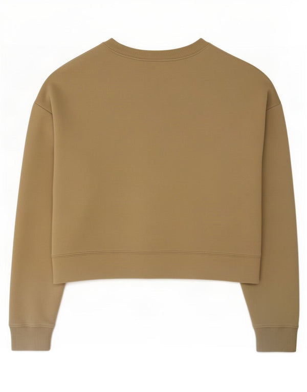 Puma Womens Crop Oversized Sweatshirt Pullover UK 10 Small Beige Baumwolle
