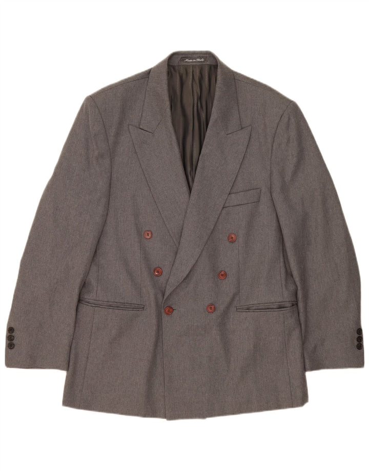 Mirage Herren Zweireiher Blazer Jacke IT 52 XL Graue Merinowolle