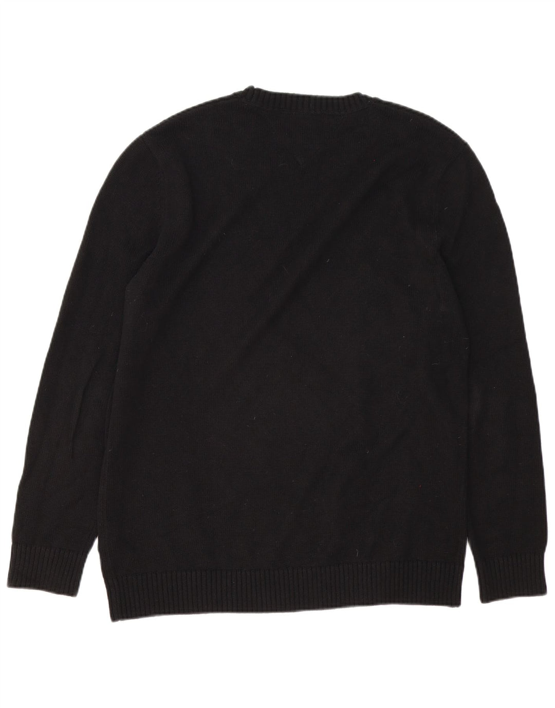 Tommy Hilfiger Herren-Pullover mit Rundhalsausschnitt, groß, aus schwarzer Baumwolle