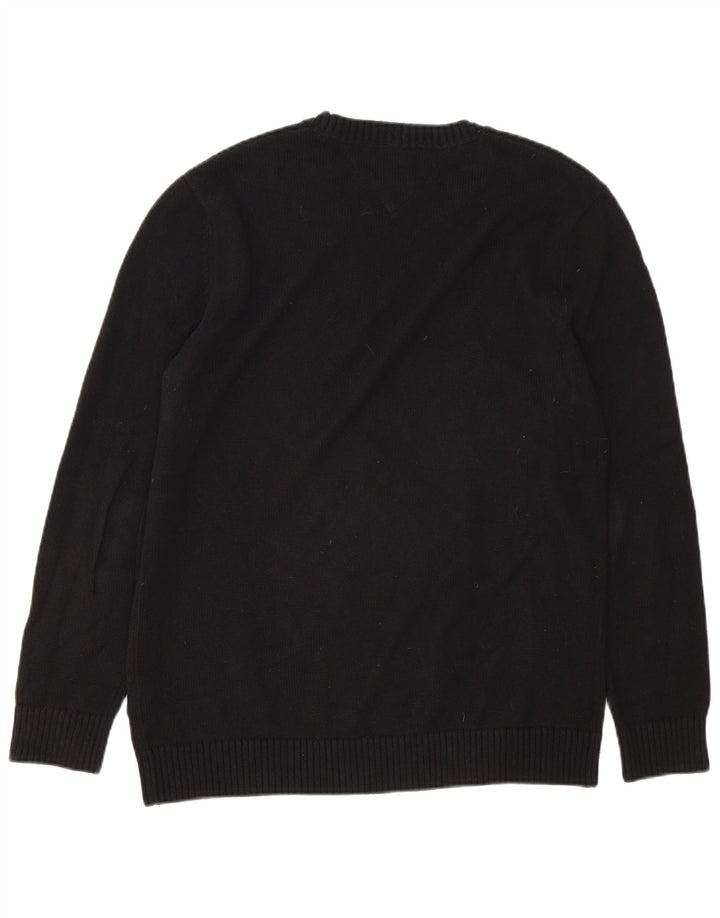 Tommy Hilfiger Herren-Pullover mit Rundhalsausschnitt, groß, aus schwarzer Baumwolle