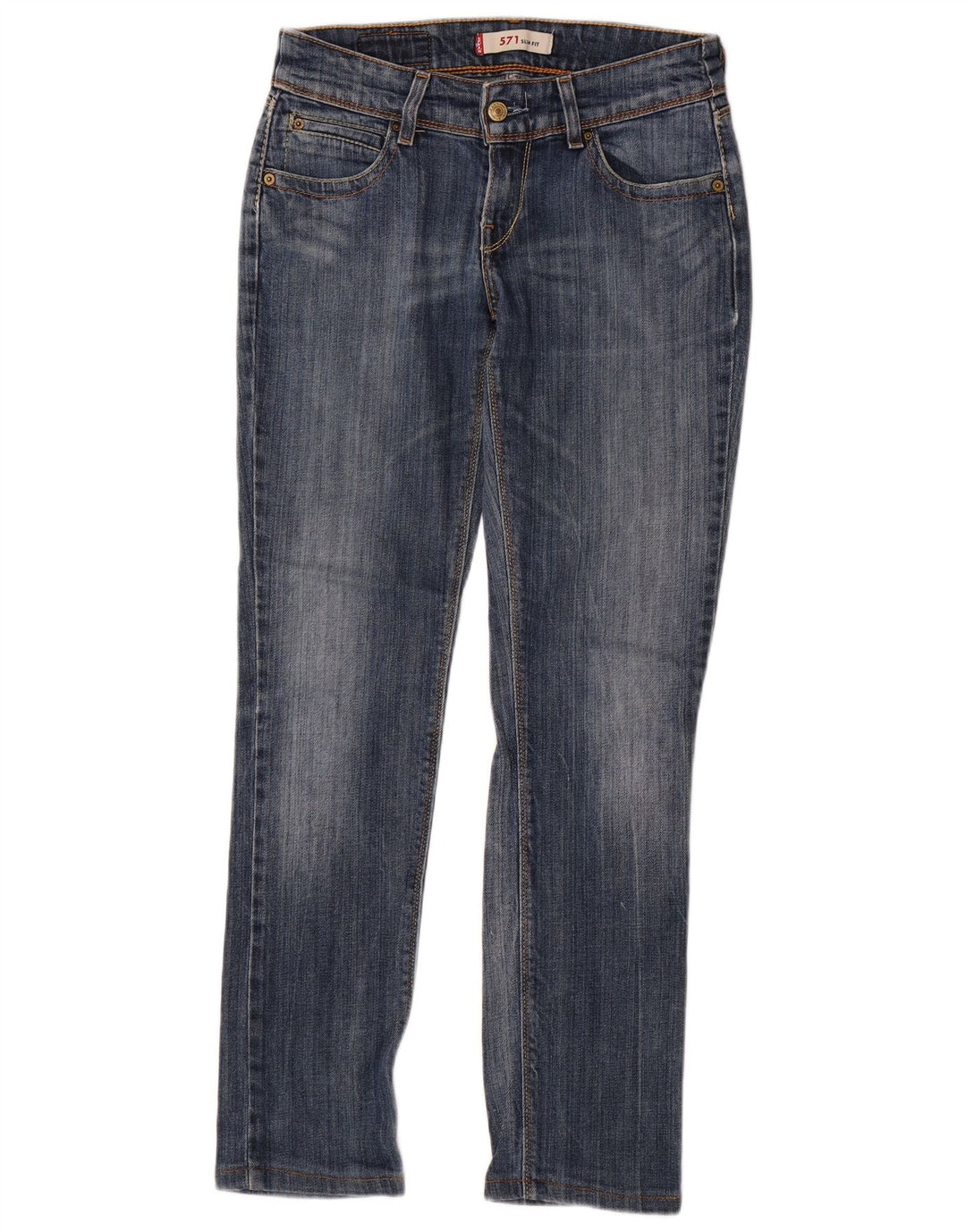 Levi's Damen 571 Slim Jeans W29 L30 Blaue Baumwolle